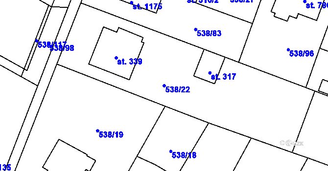 Parcela st. 538/22 v KÚ Chýnov u Tábora, Katastrální mapa
