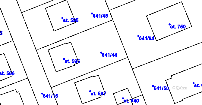 Parcela st. 641/44 v KÚ Chýnov u Tábora, Katastrální mapa