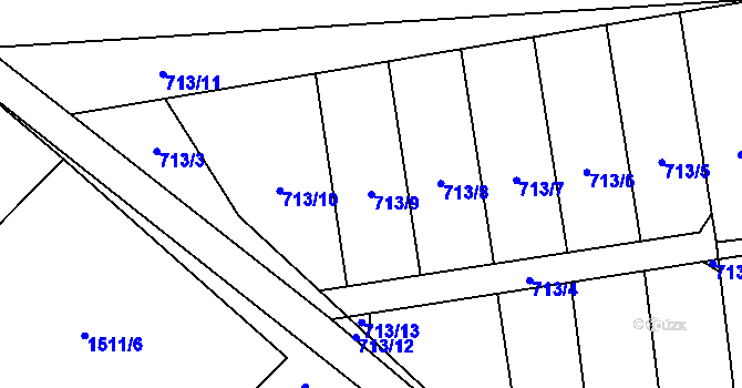 Parcela st. 713/9 v KÚ Chýnov u Tábora, Katastrální mapa
