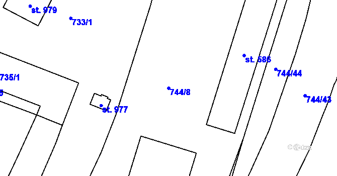 Parcela st. 744/8 v KÚ Chýnov u Tábora, Katastrální mapa