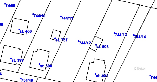 Parcela st. 744/12 v KÚ Chýnov u Tábora, Katastrální mapa