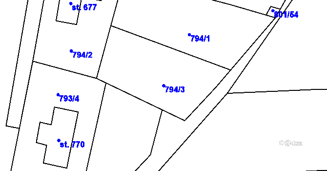Parcela st. 794/3 v KÚ Chýnov u Tábora, Katastrální mapa