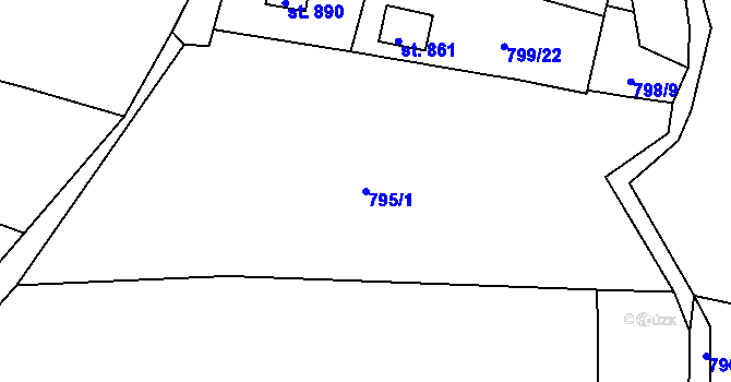 Parcela st. 795/1 v KÚ Chýnov u Tábora, Katastrální mapa