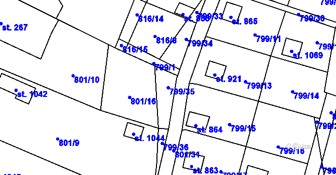 Parcela st. 799/35 v KÚ Chýnov u Tábora, Katastrální mapa