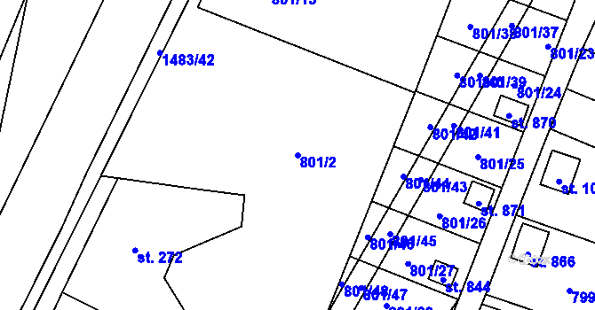 Parcela st. 801/2 v KÚ Chýnov u Tábora, Katastrální mapa