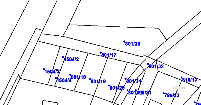 Parcela st. 801/17 v KÚ Chýnov u Tábora, Katastrální mapa
