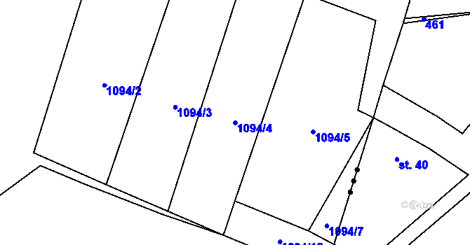 Parcela st. 1094/4 v KÚ Chýnov u Tábora, Katastrální mapa