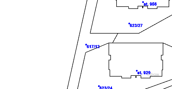 Parcela st. 617/12 v KÚ Chýnov u Tábora, Katastrální mapa