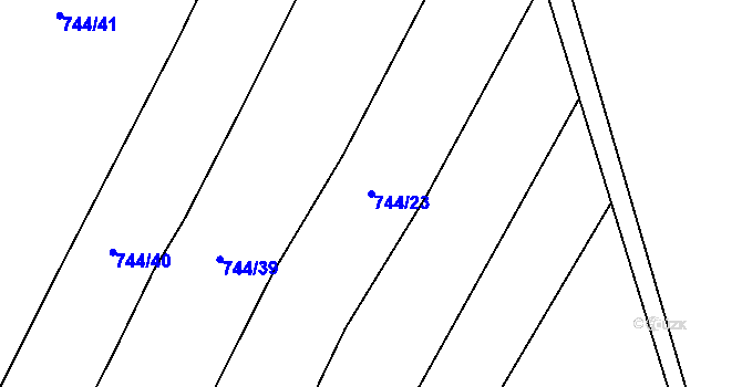 Parcela st. 744/23 v KÚ Chýnov u Tábora, Katastrální mapa