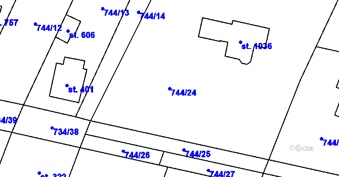 Parcela st. 744/24 v KÚ Chýnov u Tábora, Katastrální mapa