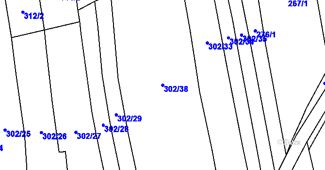 Parcela st. 302/38 v KÚ Chýnov u Tábora, Katastrální mapa