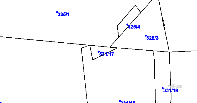 Parcela st. 331/17 v KÚ Chýnov u Tábora, Katastrální mapa