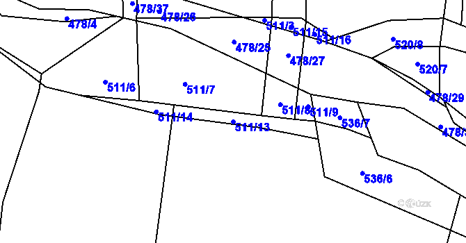 Parcela st. 511/13 v KÚ Chýnov u Tábora, Katastrální mapa