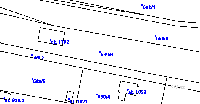 Parcela st. 590/9 v KÚ Chýnov u Tábora, Katastrální mapa