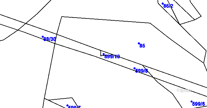 Parcela st. 599/10 v KÚ Chýnov u Tábora, Katastrální mapa