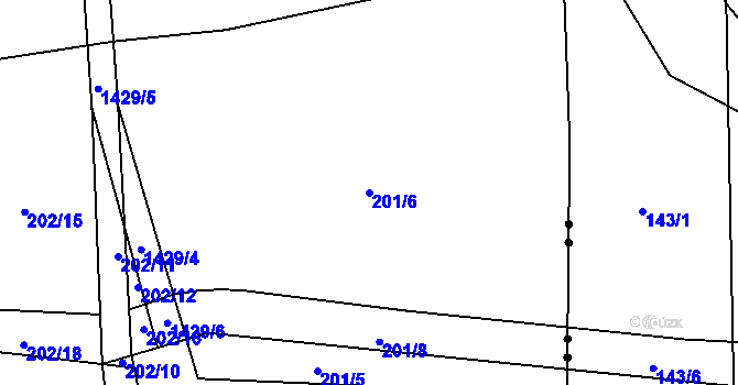 Parcela st. 201/6 v KÚ Chýnov u Tábora, Katastrální mapa