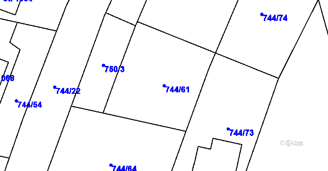Parcela st. 744/61 v KÚ Chýnov u Tábora, Katastrální mapa