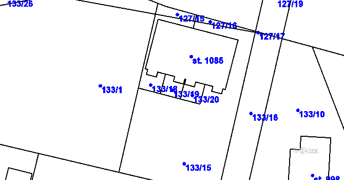 Parcela st. 133/19 v KÚ Chýnov u Tábora, Katastrální mapa