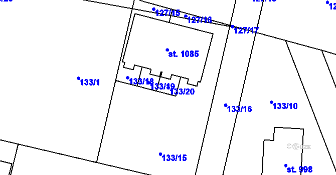 Parcela st. 133/20 v KÚ Chýnov u Tábora, Katastrální mapa