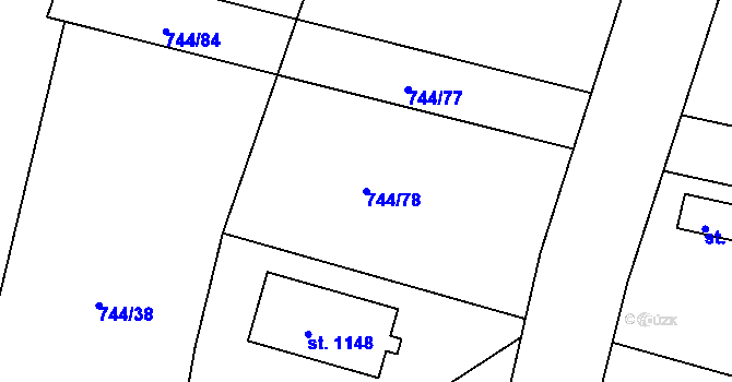 Parcela st. 744/78 v KÚ Chýnov u Tábora, Katastrální mapa