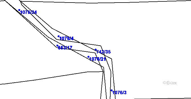Parcela st. 742/35 v KÚ Záhostice, Katastrální mapa