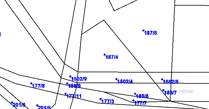 Parcela st. 187/4 v KÚ Chýstovice, Katastrální mapa
