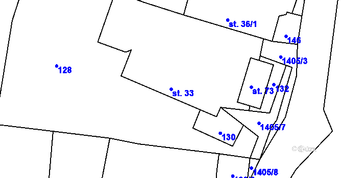 Parcela st. 33 v KÚ Chýstovice, Katastrální mapa