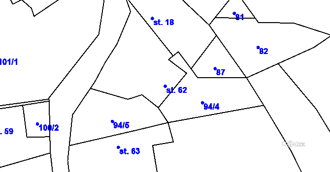 Parcela st. 62 v KÚ Chýstovice, Katastrální mapa