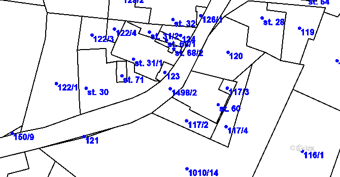 Parcela st. 1498/2 v KÚ Chýstovice, Katastrální mapa