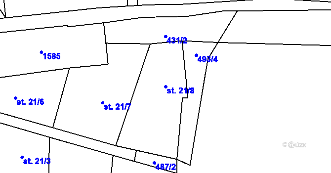 Parcela st. 21/8 v KÚ Čichořice, Katastrální mapa