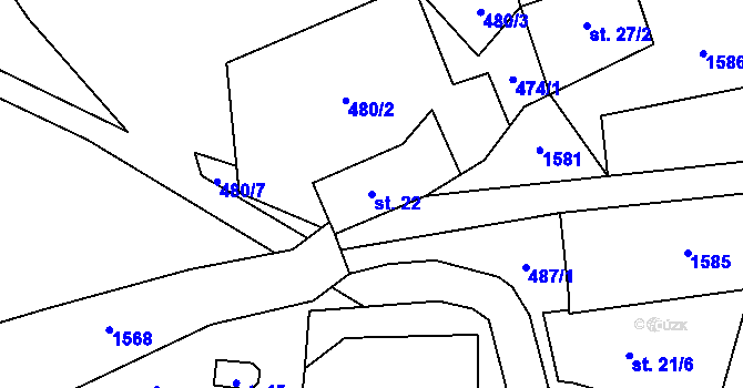 Parcela st. 22 v KÚ Čichořice, Katastrální mapa