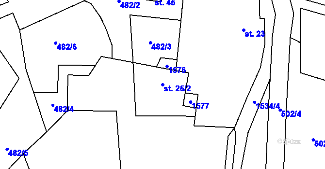Parcela st. 25/2 v KÚ Čichořice, Katastrální mapa