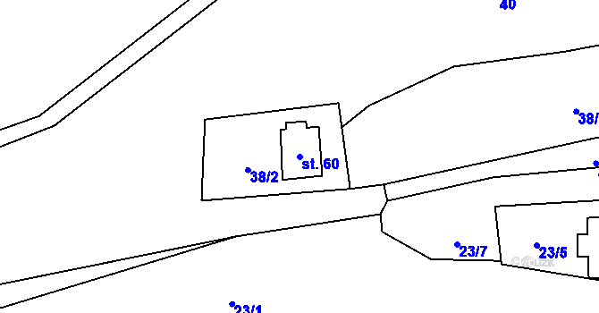 Parcela st. 60 v KÚ Čichořice, Katastrální mapa