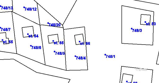 Parcela st. 66 v KÚ Čichořice, Katastrální mapa