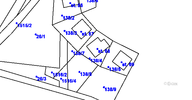 Parcela st. 68 v KÚ Čichořice, Katastrální mapa