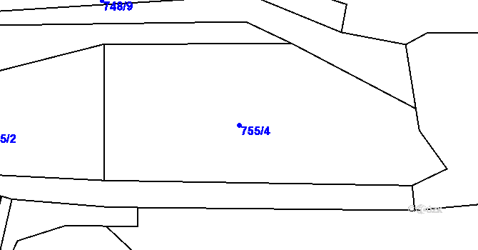 Parcela st. 755/4 v KÚ Čichořice, Katastrální mapa