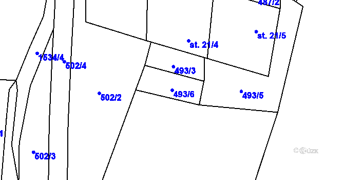 Parcela st. 493/6 v KÚ Čichořice, Katastrální mapa