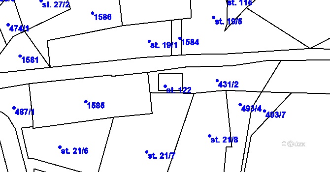 Parcela st. 122 v KÚ Čichořice, Katastrální mapa