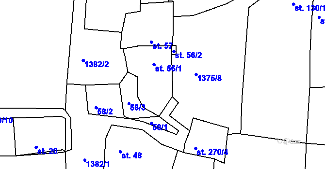 Parcela st. 55 v KÚ Chyše, Katastrální mapa