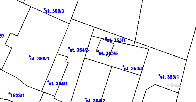 Parcela st. 353/5 v KÚ Chyše, Katastrální mapa