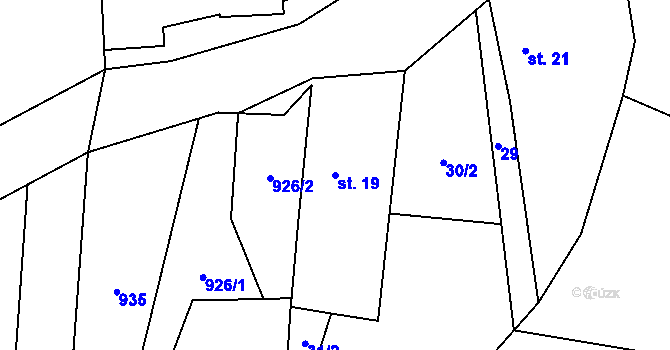 Parcela st. 19 v KÚ Radotín u Chyší, Katastrální mapa