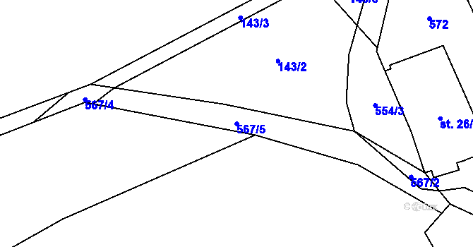 Parcela st. 567/5 v KÚ Žďárek u Chyší, Katastrální mapa