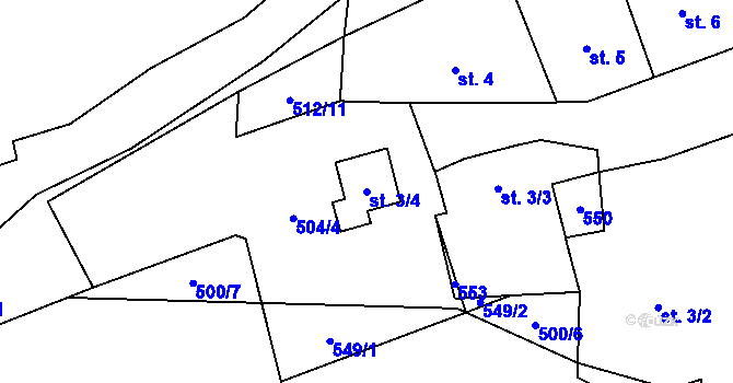 Parcela st. 3/4 v KÚ Jablonná u Chyší, Katastrální mapa