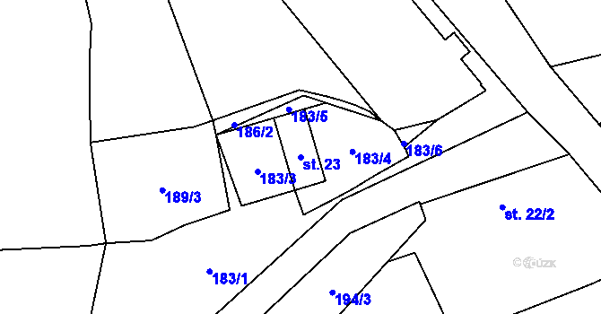 Parcela st. 23 v KÚ Jablonná u Chyší, Katastrální mapa