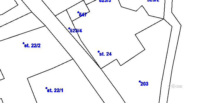 Parcela st. 24 v KÚ Jablonná u Chyší, Katastrální mapa