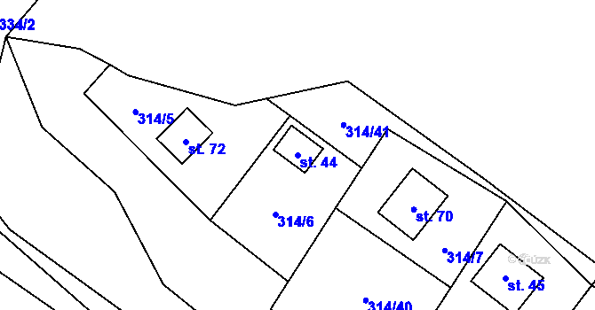 Parcela st. 44 v KÚ Jablonná u Chyší, Katastrální mapa