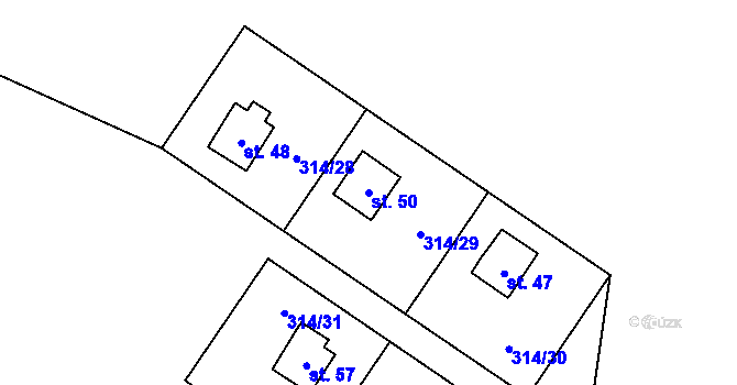 Parcela st. 50 v KÚ Jablonná u Chyší, Katastrální mapa