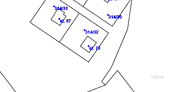 Parcela st. 73 v KÚ Jablonná u Chyší, Katastrální mapa