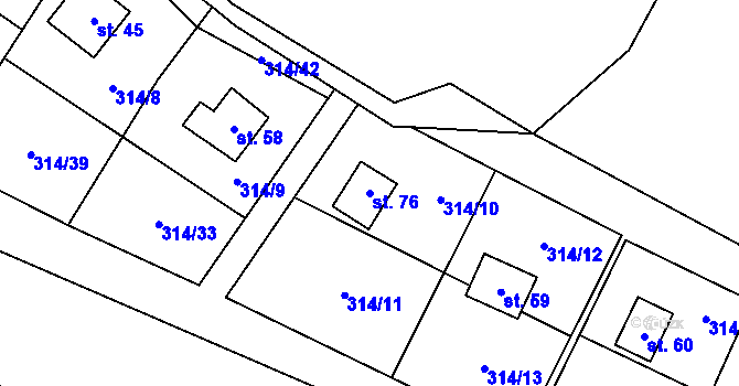 Parcela st. 76 v KÚ Jablonná u Chyší, Katastrální mapa