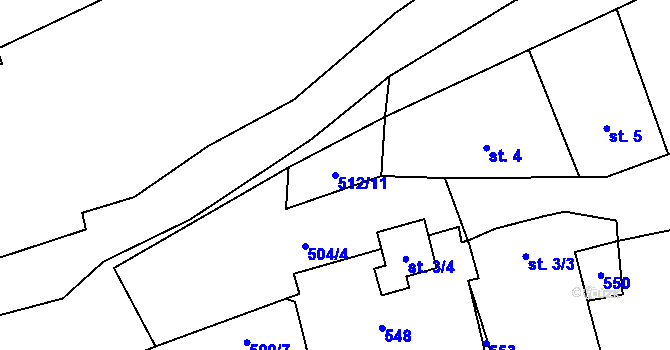 Parcela st. 512/11 v KÚ Jablonná u Chyší, Katastrální mapa